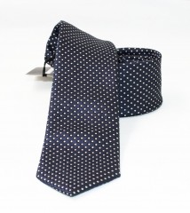                    NM slim szövött nyakkendő - Sötétkék pöttyös Aprómintás nyakkendő